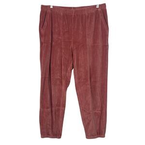 Aerie Women's Size Large Real Obsessed Coral Pink Velour Jogger Lounge Weekend